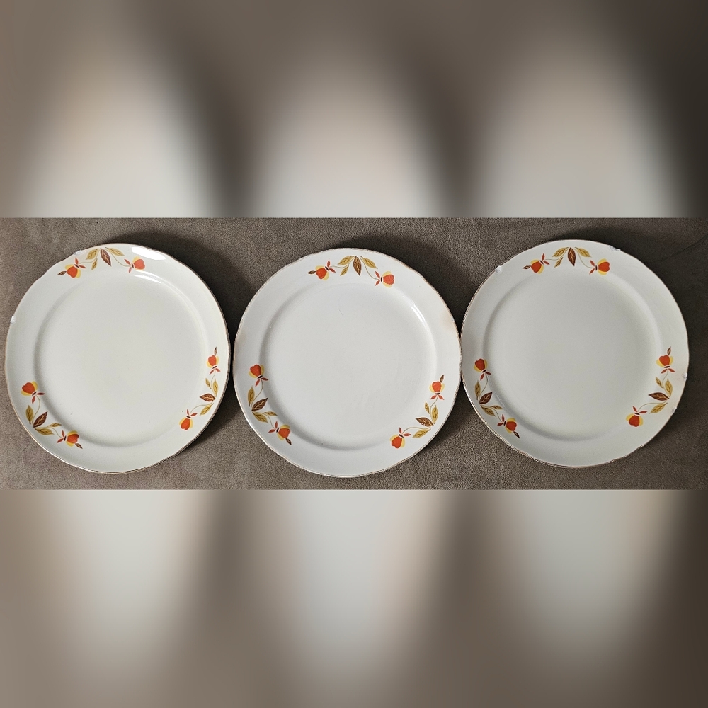 Hall Quality China, Autumn Leaf Pattern, Dessert Plates 7 1/4" Diameter, Set-3